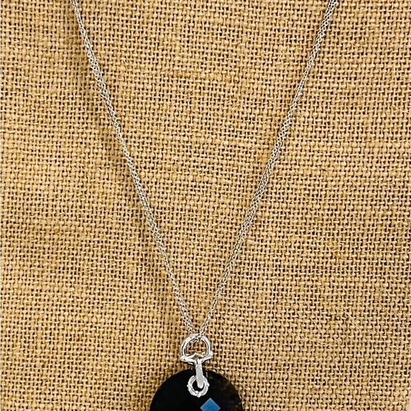 Large Smokey Topaz Sterling Pendant and Double Silver Necklace - Picture 10 of 11